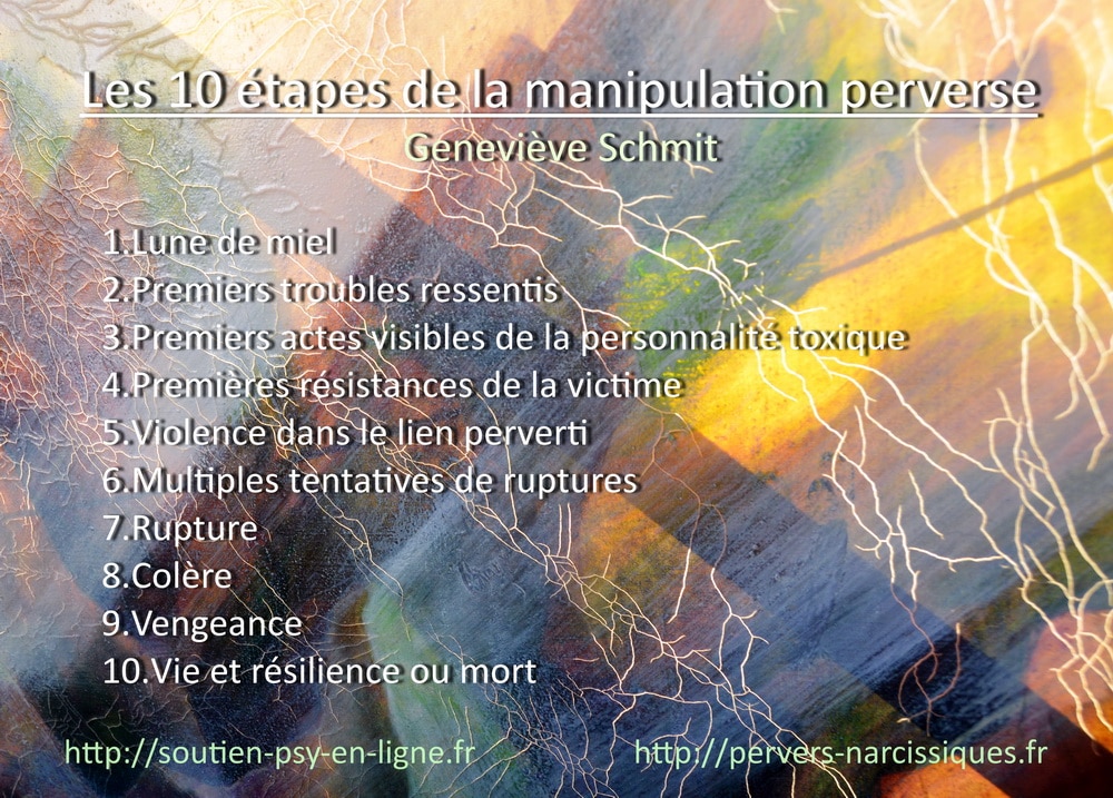 Les 10 étapes de la manipulation perverse par Geneviève SCHMIT, experte dans l'accompagnement des victimes de manipulateurs pervers narcissiques