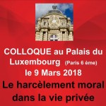 Le harcèlement moral dans la vie privée - Conséquences sur les enfants - Colloque au Sénat le 9 mars 2018