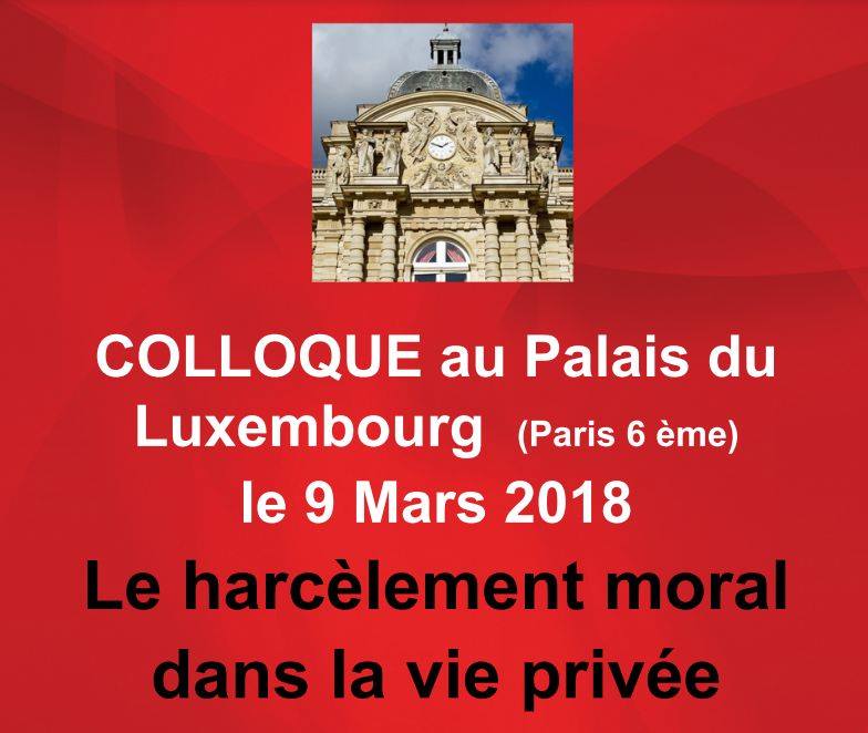 Le harcèlement moral dans la vie privée - Conséquences sur les enfants - Colloque au Sénat le 9 mars 2018