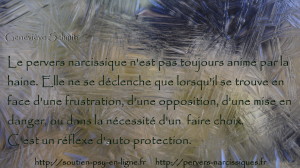 Le pervers narcissique n'est pas toujours animé par la haine. Geneviève SCHMIT