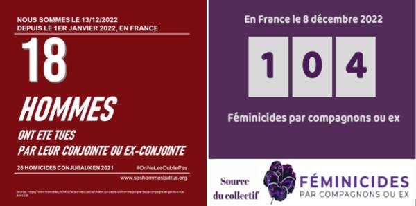 Meurtres conjugaux - décembre 2022 - Féminicides - Masculinicides