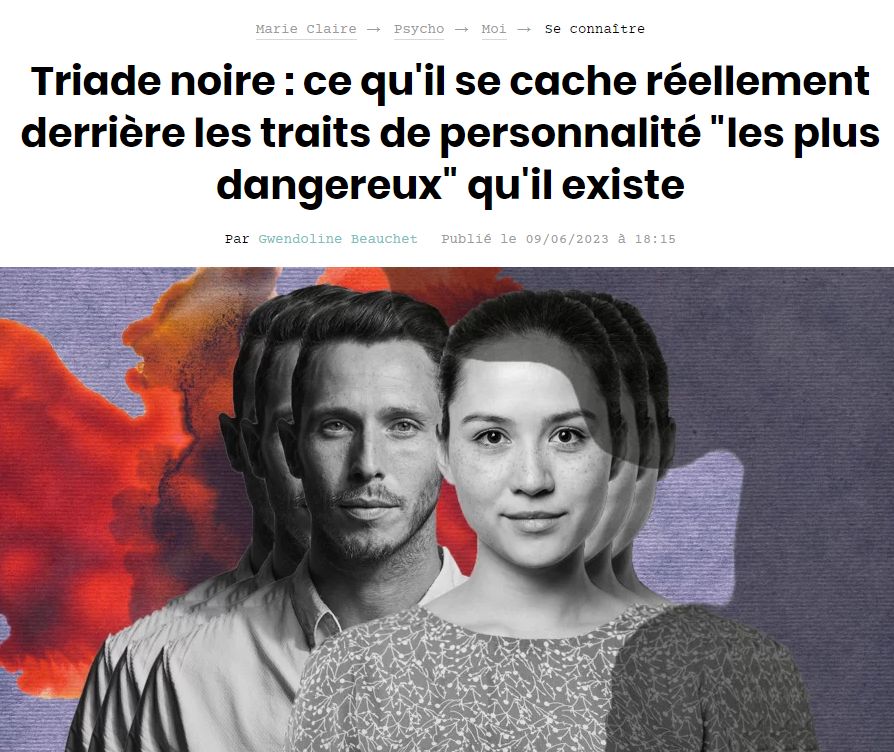 Triade noire ou sombre, "dark factor" et perversion narcissique. Geneviève SCHMIT